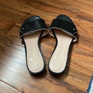 Like new! Kate Spade black leather slides, size 9